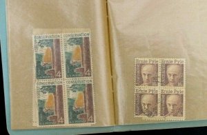 US Stamp Collection Blocks Used 40 Blocks (166 Stamps) in Vintage Block File