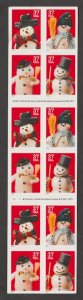 U.S. Scott Scott #3687b Snowman Stamp - Mint NH Booklet Pane - Plate S1111