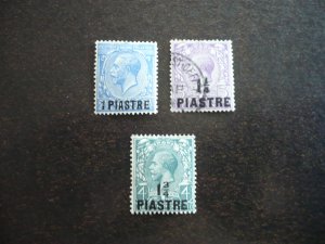 Stamps -British Office in Turkey-Scott#41-43-Mint Hinged & Used Set of 3 Stamps