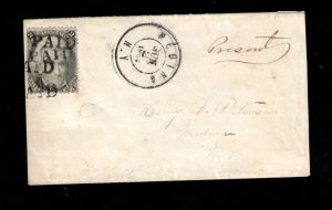 USA #73 Used On Cover With Quadruple PAID Cancels