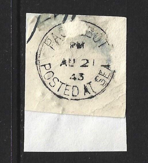 NEWFOUNDLAND - AUGUST 21, 1943 PAQUEBOT POSTED AT SEA CANCEL ON PIECE