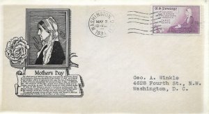 1937 FDC, #737, 3c Mothers of America, Anderson
