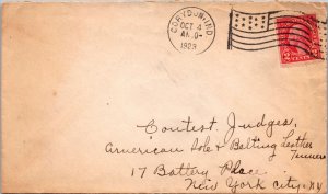 1923 - 2c Stamp -  Flag Cancel - Corydon, Ind - J1689