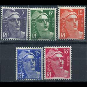 FRANCE 1951 - Scott# 650-4 Marianne Set of 5 LH