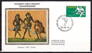 Canada, Scott cat. 834. Women`s Field Hockey. Silk Cachet. First day cover. ^