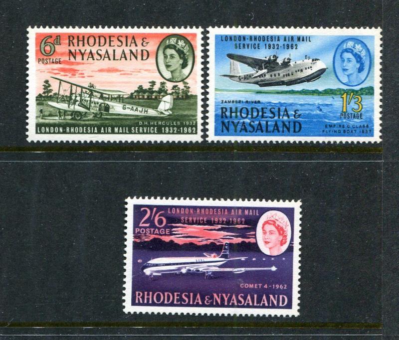 Rhodesia & Nyasaland 180-182, MNH, DH Hercules Biplane x29969