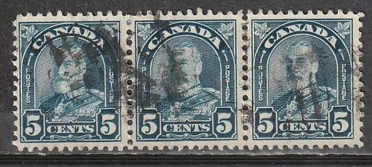 #170 Canada Used strip of 3