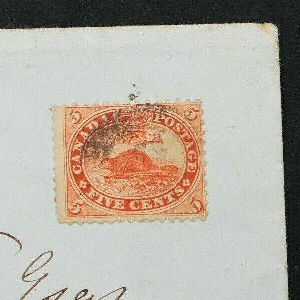 CANADA #15 TIED ON COVER 1860 FIVE CENTS TOROTO TO CATHAM