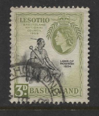 Basutoland - Scott 58 - Chief Moshoeshoe Issue -1959- Used - Single 3d Stamp