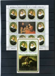 ST.THOMAS & PRINCE ISLANDS 1983 PAINTINGS BY REMBRANDT SHEET & S/S MNH