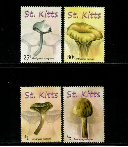 Saint Kitts 2010 - Mushrooms - Set of 4 Stamps - Scott #758-61 - MNH