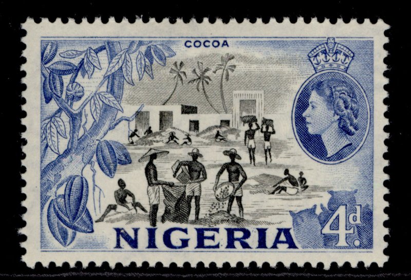 NIGERIA QEII SG74, 4d black & blue, M MINT. 