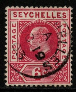 SEYCHELLES SG48a 1903 6c CARMINE DENTED FRAME FINE USED