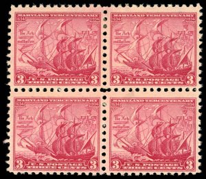 US Sc 736 MLH/MNH BLOCK of 4- 1934 3¢ The Ark & the Dove - See Desc