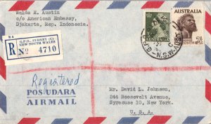 Australia 3d QEII and 2/6 Aborigine 1956 G.P.O. Sydney, N.S.W. Aust. Airmail ...