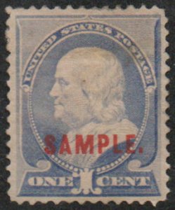 MALACK 212s XF OG H, Sample overprint, thin, type K,..MORE.. v0238