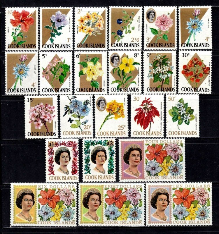 Cook Islands stamps #199 - 220, MNHOG,  complete  set, flowers