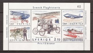 1984 Sweden -Sc 1516 - MNH VF - SS - Aviation History - cyl 40 - wide margin