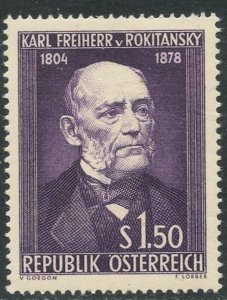 AUSTRIA Sc#592 1954 Rokitansky Physician Complete OG Mint Hinged cd