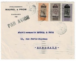 French Sudan 1929 Bamako cancel on airmail cover to France, Scott 49