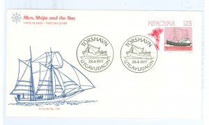 Faroe Islands 25 1977 U/A Fleetwood cachet, fishing vessel,ship, map