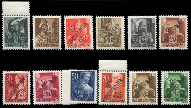 Slovenia #Mi. 35-46 Cat€90, 1945 1f-1p, complete set, never hinged