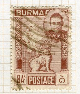 BURMA; 1948 early Independence issue fine used 8a. value