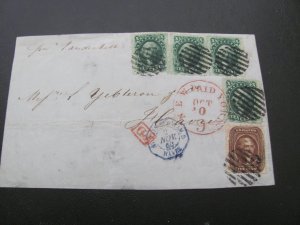 US 1860  WEISS CERTIFICATE  SC 30A,35(4) ON COVER NY. TO FRANCE (100)