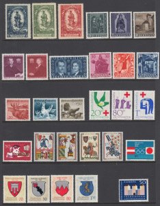 Liechtenstein Sc 47/409 MLH. 1920-66 issues, 15 cplt sets, fresh, VLH, VF