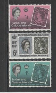 TURKS & CAICOS ISLANDS #172-174 1966 TURKS STAMP CENTENARY MINT VF NH O.G aa