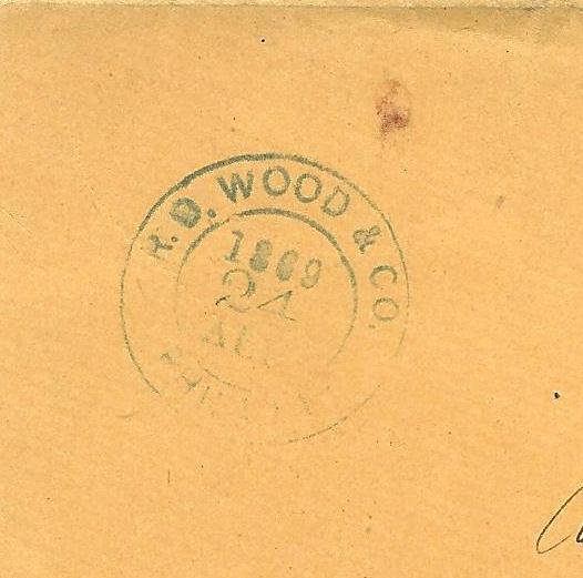 ​8/25/1869 cover Philadelphia R Wood Co Scott 114 F-VF Woodruff Gas Lt Bridgeton