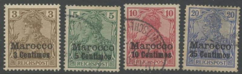 GERMANY Offices in Morocco Sc#7-10 1900 4 Different Mint & Used (cd)