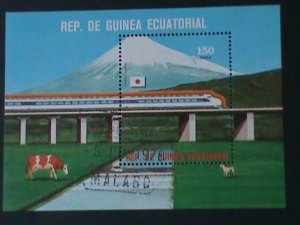 ​EQUARTORIAL GUINEA-FUJI MOUNTAIN & EXPRESS TRAIN -CTO S/S VF-FANCY CANCEL