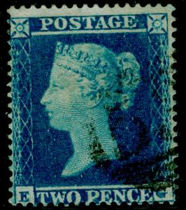 SG19, 2d dp blue PLATE 4, SC16, FINE USED. Cat £100.