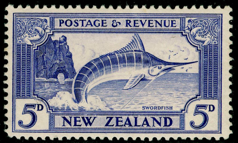 NEW ZEALAND SG563, 5d Ultramarine Perf 13-14 x 13½, LH MINT. Cat £23.