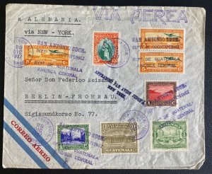 1937 San Antonio Guatemala Airmail Cover To Berlin Germany Via New York Usa