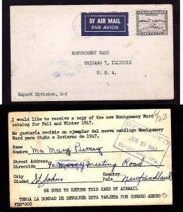 Newfoundland cover-#13879-10c Salmon on card-St John's NFLD-June 23 1947...