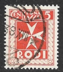 ITALY AEGEAN ISLANDS RHODES GREECE 1934 5c POSTAGE DUE Sc J1 VFU