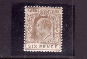 D3-Bahamas-Scott#47-Unused hinged 6p bister brn KEVII-1911-