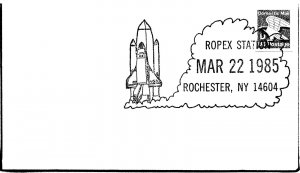 US SPECIAL PICTORIAL POSTMARK COVER SPACE FLIGHT ROCKET LAUNCH ROPEX N.Y. 1985