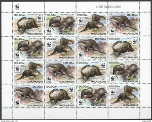 2016 Mozambique Wwf Otters Wild Animals #8884-8887 Full Sh(4Set) ** Nw0576