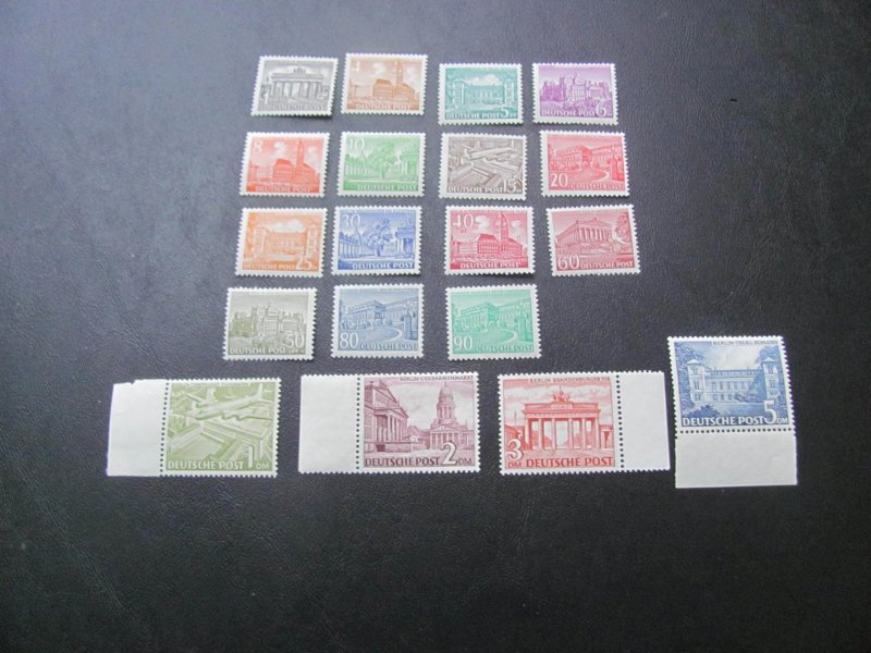 GERMANY BERLIN 1949 SIGNED SCHLEGEL MNH SC 9N42-60 BUILDINGS SET  $550+ (100)