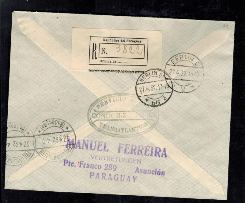 1932 Paraguay Graf Zeppelin Cover to Berlin Germany LZ 127 