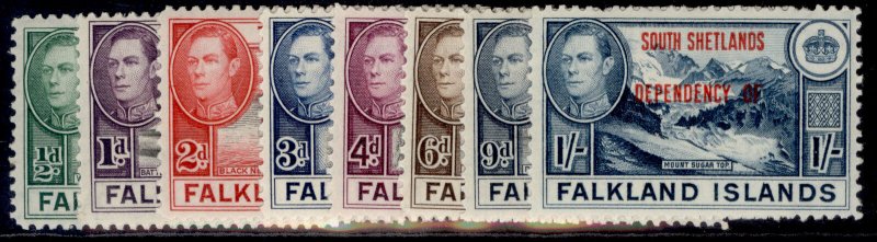 FALKLAND ISLANDS - Dependencies GVI SG G1-G8, 1946-49 map set, NH MINT. Cat £13.