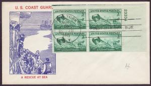  936 Coast Guard plate block cacheted FDC
