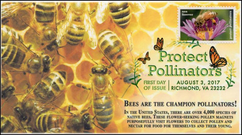 17-196, 2017, Protect Pollinators, Honey Bees, Digital Color Postmark, FDC