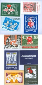 Denmark. 10 Diff. Booklet Complete Christmas Seal, Mnh. Each 24 Seal. 3 x 8 Seal