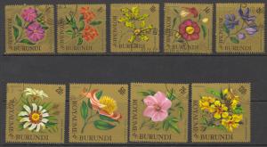 Burundi Sc# 141-156 (,C17-C25) Used 1966 50c-150fr multi Flowers