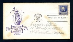 # 877 First Day Cover addressed with Ross cachet dated 4-17-1940