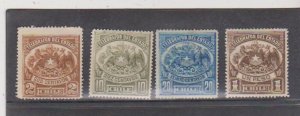 Chile 1925 2,10,20,1 Peso Telegraph Mint  Revenue  Fiscal